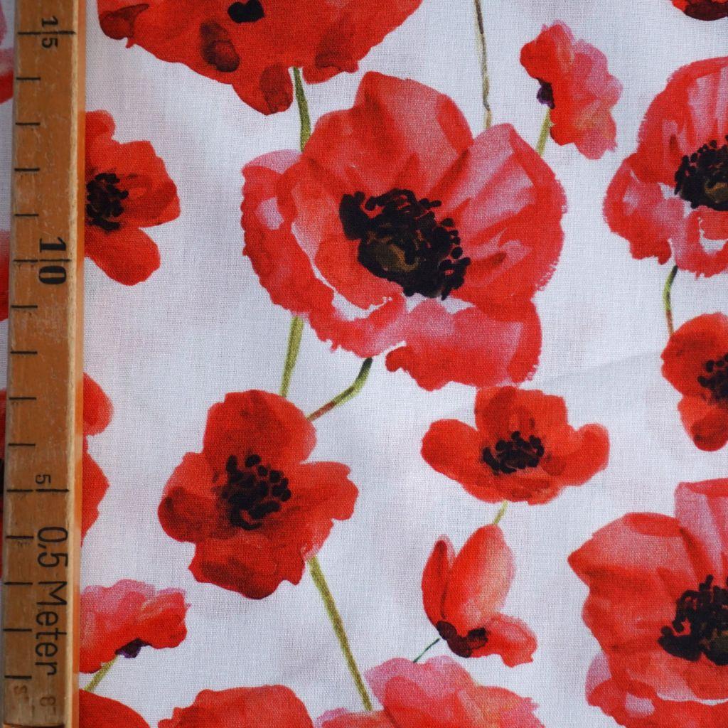 Baumwollstoff Motivdruck Mohnblumen